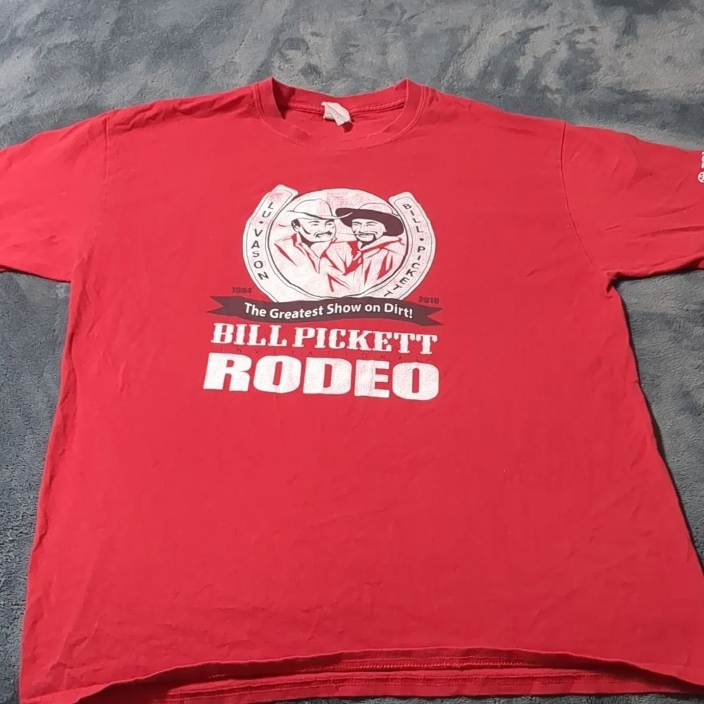 Bill Pickett Shirt  Red Rodeo 34th Anniversary Lu Vason 2018 Tee Size Large - Picture 2 of 7